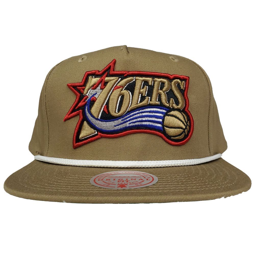 Philadelphia 76ers Mitchell & Ness NBA Snapback Hat Cap 3D Logo Rope Bill‎ NWT